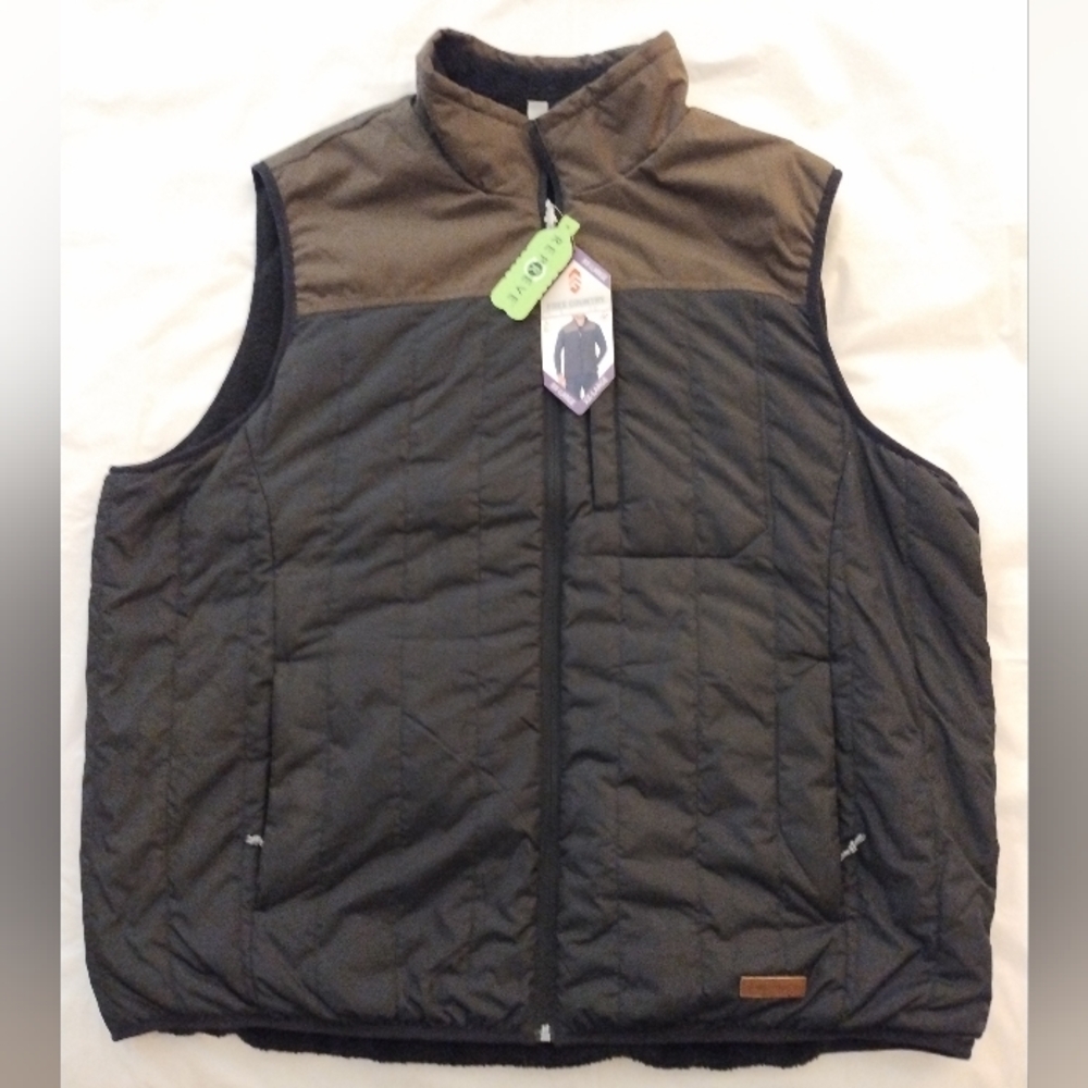 FREE COUNTRY MEN'S ALPINE REVERSIBLE VEST SIZE XXL Black/Brown NEW WITH TAGS